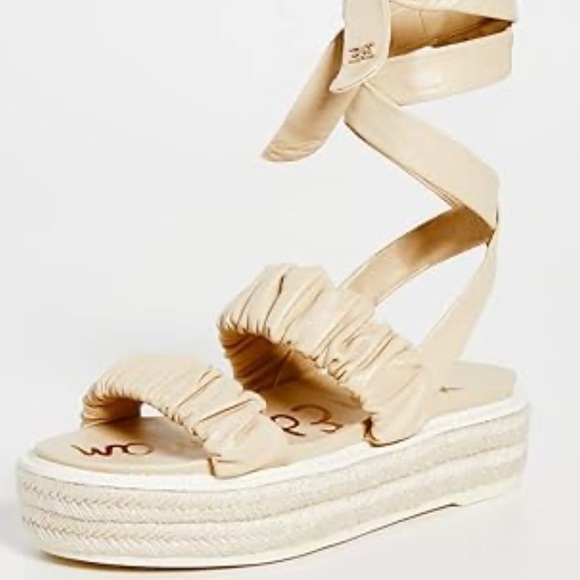 Cream Ruched Sandals - Picture 2 of 6